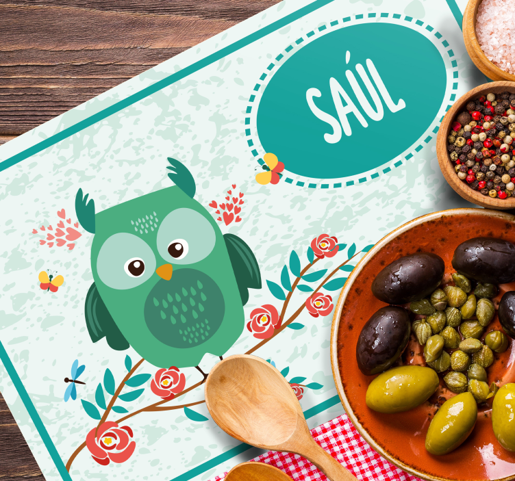 Baykuş özelleştirilebilir çocuk placemats - TenStickers