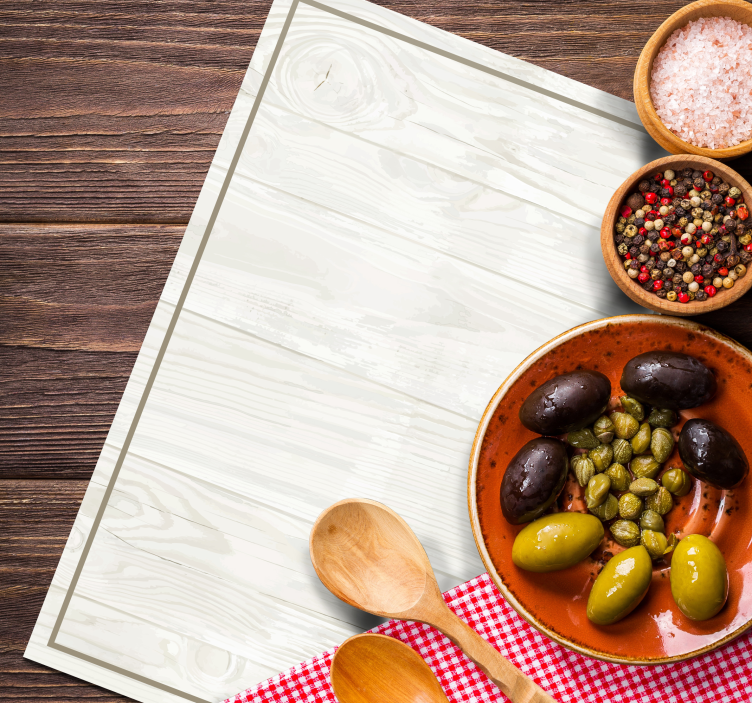 Beyaz ahşap dikdörtgen placemats - TenStickers