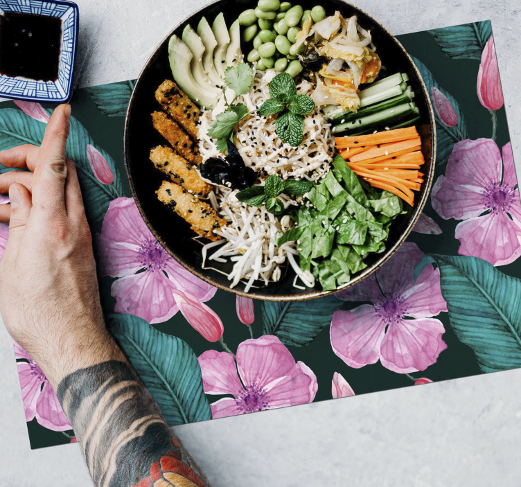 Büyük tropik çiçekler çiçek placemats - TenStickers