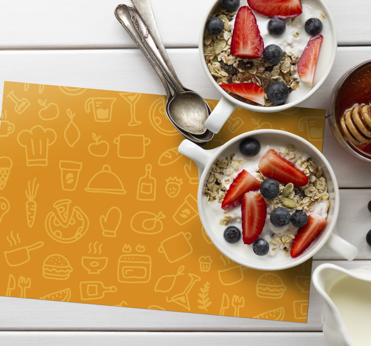 çatal bıçak takımı placemats ile turuncu arka plan - TenStickers