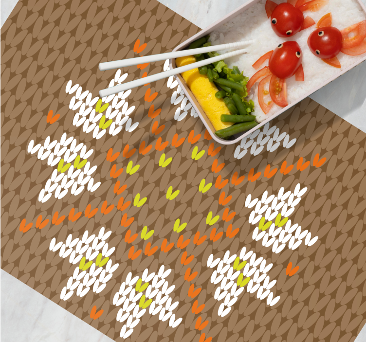 çiçekli bej doğal elyaf dokulu servis altlıkları - TenStickers