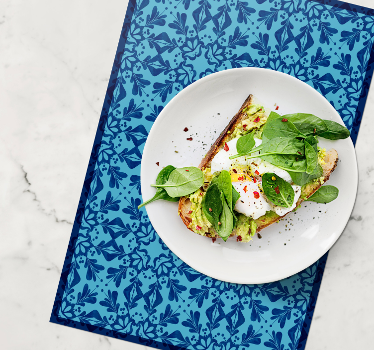 çiçekli zarif placemats ile mavi mozaik - TenStickers