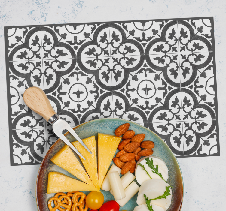 Gri çini deseni vinil placemats - TenStickers