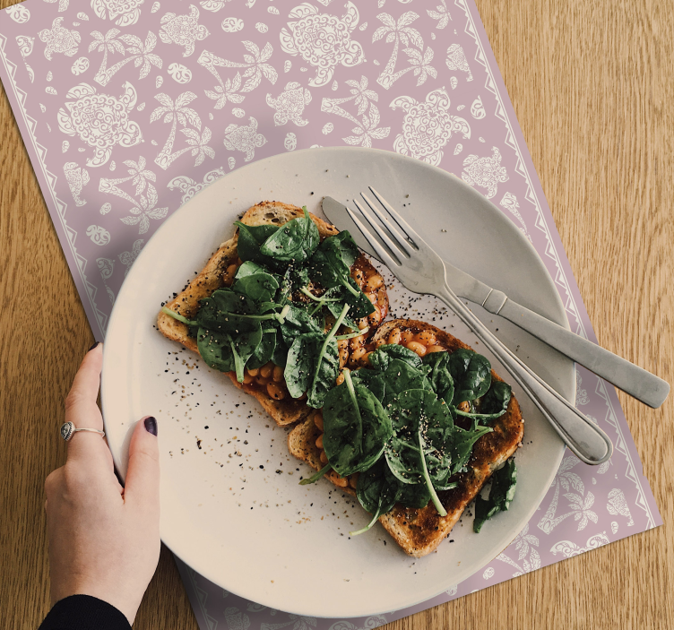 Hawaiian kaplumbağa ve palmiye ağacı kaplumbağa placemats - TenStickers