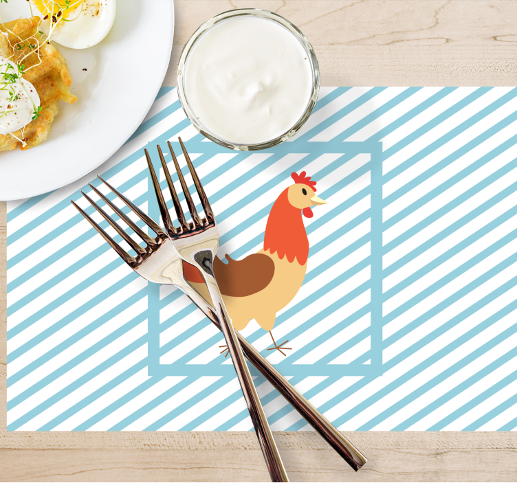 Horoz tavuk çizim illüstrasyon placemats - TenStickers