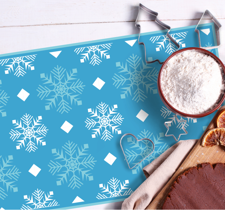 Kar taneleri mavi tonları noel placemats - TenStickers