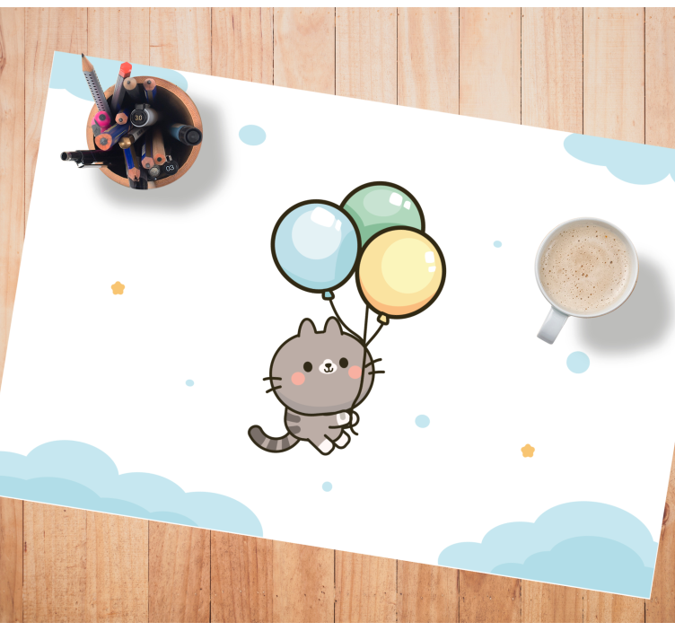 Kedi ve balonlar çocuk placemats - TenStickers