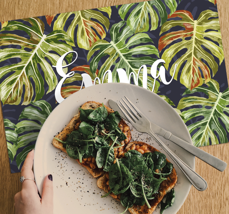 Kişiselleştirilmiş monstera çiçek placemats - TenStickers