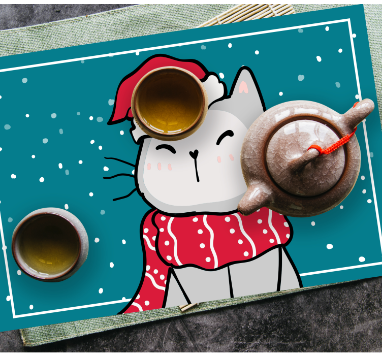 Komik kedi noel tasarımı noel placemats - TenStickers