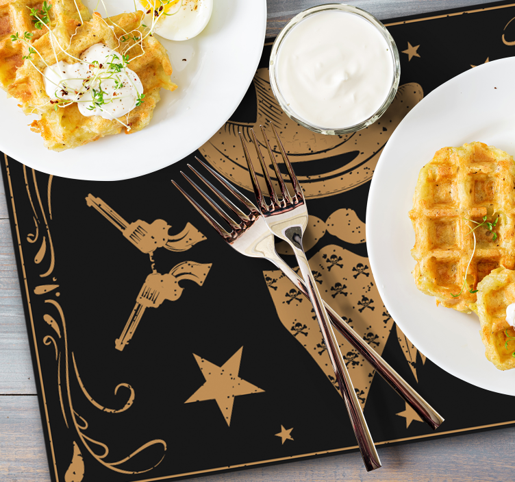 Kovboy şapkası, bandana ve revolverler servis altlıkları - TenStickers