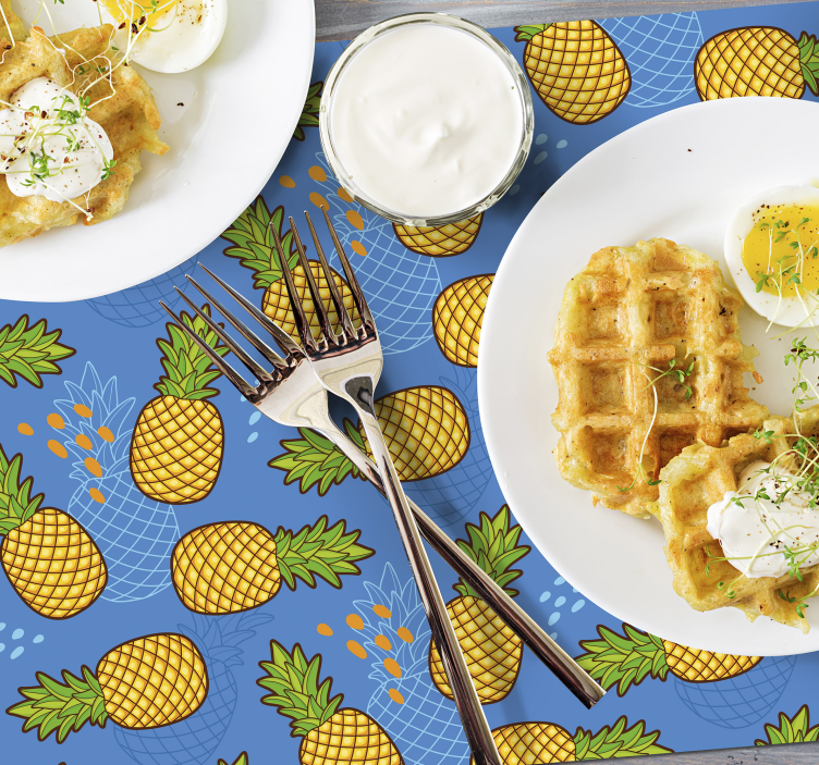 Mavi arka plan orijinal amerikan servisi üzerinde ananas - TenStickers