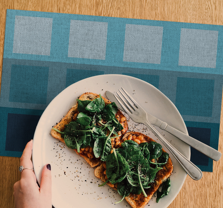 Mavi kareler modern placemats - TenStickers