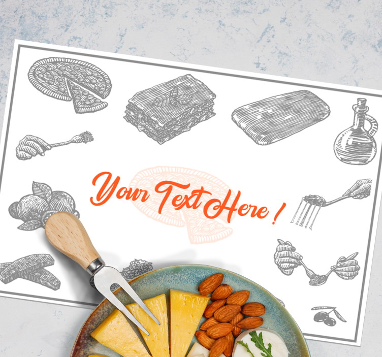 Metin placemats ile İtalyan yemeği simgeleri - TenStickers