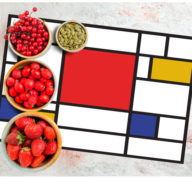 Mondrian geometrik sanat orijinal vinil placemats - TenStickers