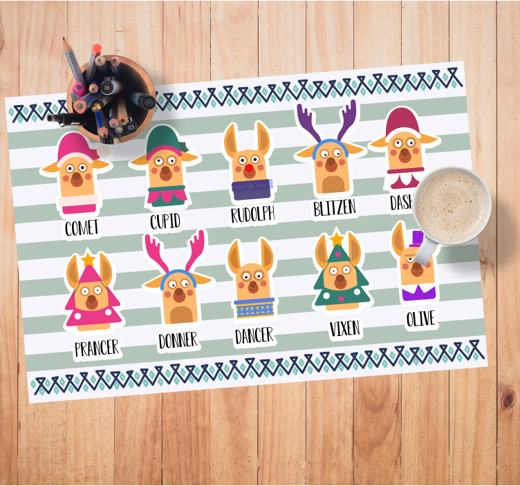 Noel babanın ren geyiği isimleri noel placemats - TenStickers