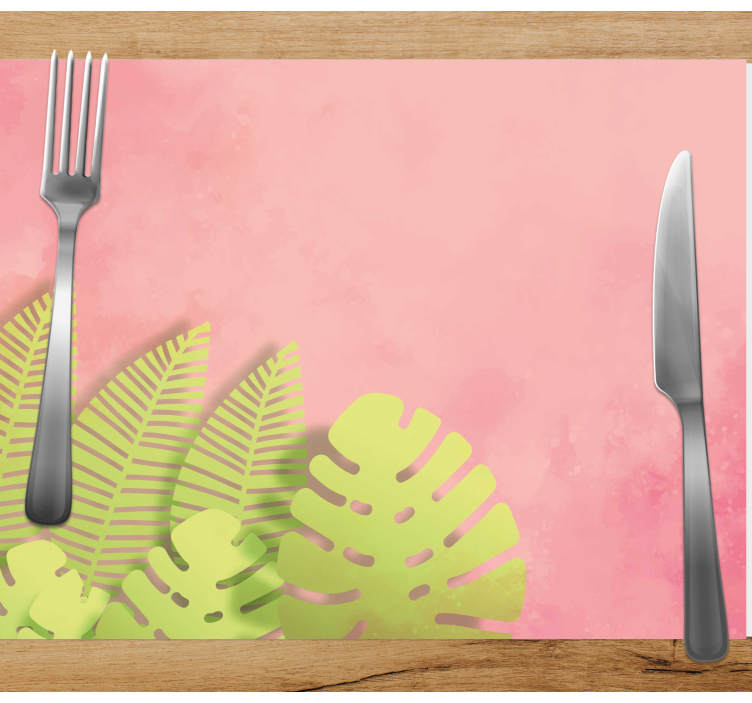 Pembe arka plan monstera vinil placemats - TenStickers