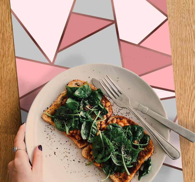 Pembe desen ve altın çizgiler orijinal servis altlıkları - TenStickers