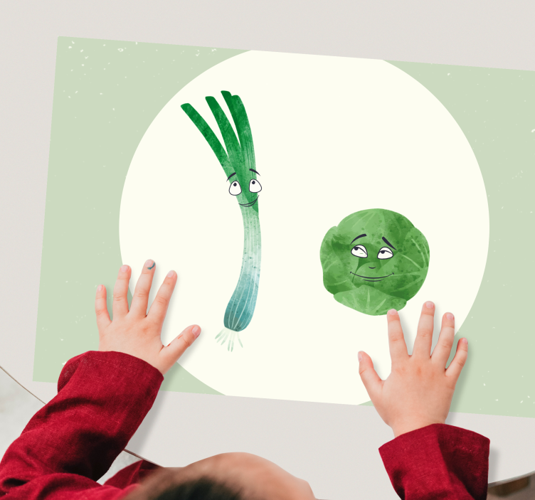 Pırasa ve brüksel lahanası illüstrasyon placemats - TenStickers