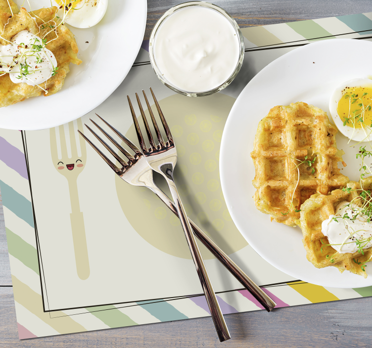 Renkli tabak ve çatal bıçak takımı çocuk placemats - TenStickers