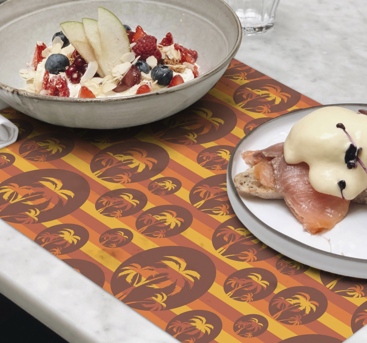 Retro günbatımı ve palmiyeler 70'lerin güneş servis altlıkları - TenStickers