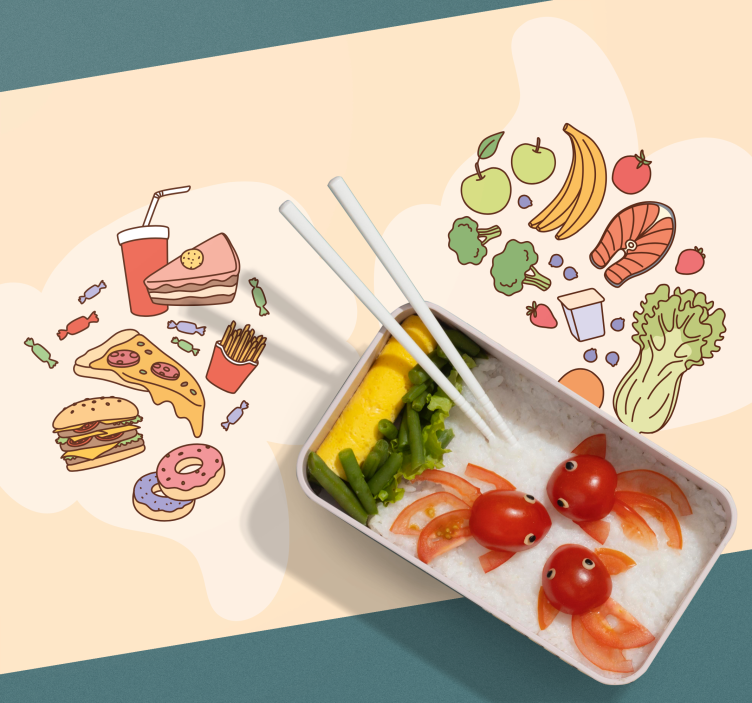 Sağlıklı ve abur cubur çocuk placemats - TenStickers