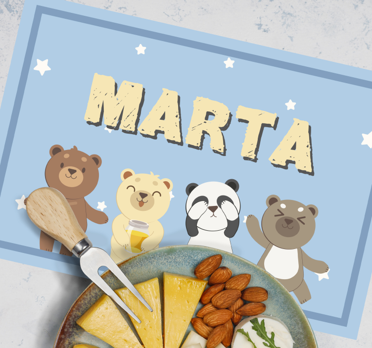 Sevimli ayı özelleştirilebilir çocuk placemats - TenStickers