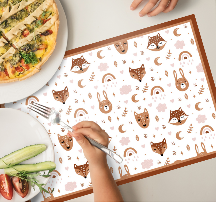 Sevimli kahverengi hayvanlar gökkuşağı çocuklar placemats - TenStickers