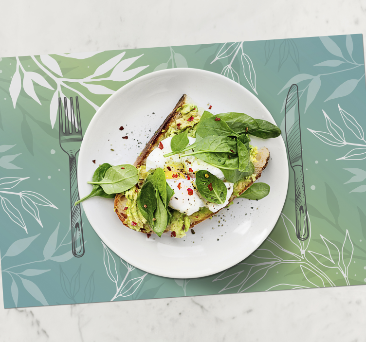 Sulu boya servis altlığı ile tabak ve çatal bıçak takımı - TenStickers