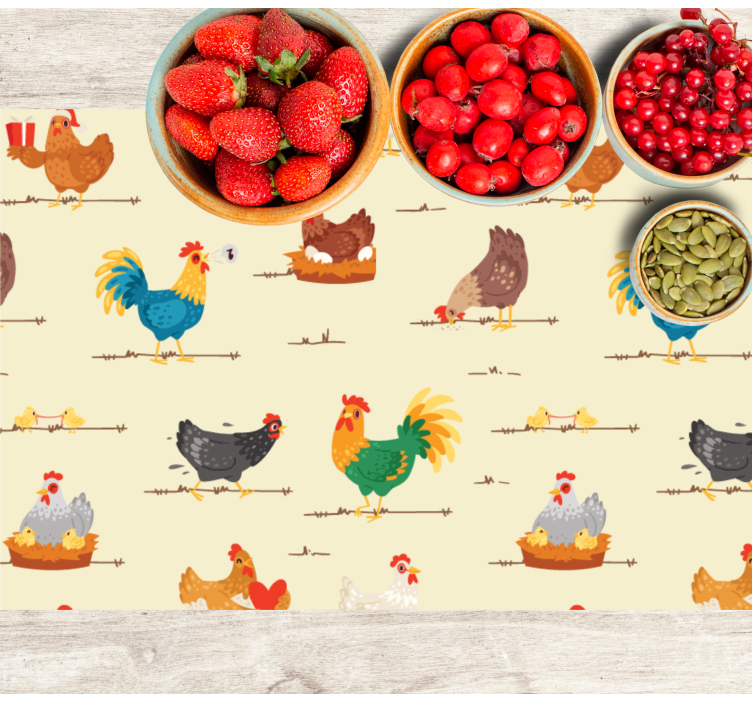 Tavuk çizgi film deseni vinil placemats - TenStickers