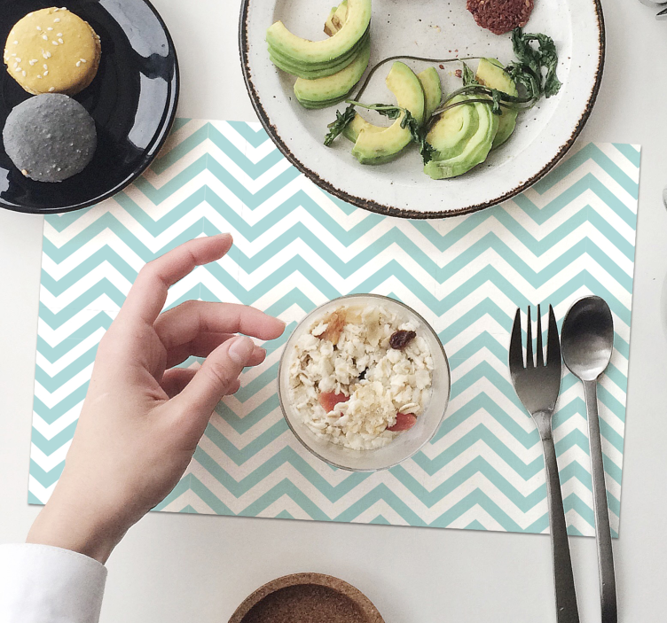 Turkuaz zig zag desen orijinal servis altlıkları - TenStickers