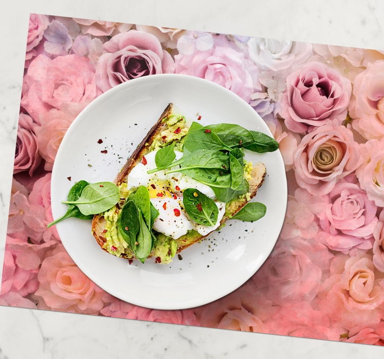 Yakın çekim açık pembe güller zarif servis altlıkları - TenStickers