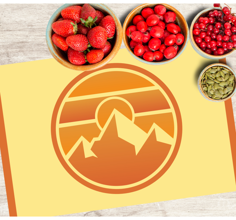 Yuvarlak çizilmiş dağ tasarımı orijinal placemats - TenStickers