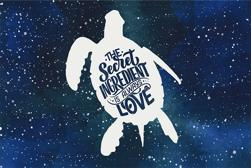 Galaksi desenli kaplumbağa placemats ile kaplumbağa - TenStickers