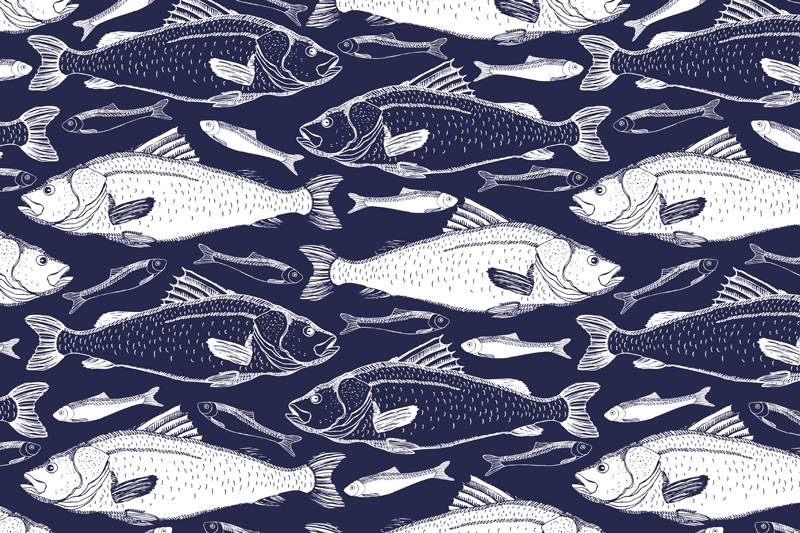 Deniz placemats altında balık - TenStickers