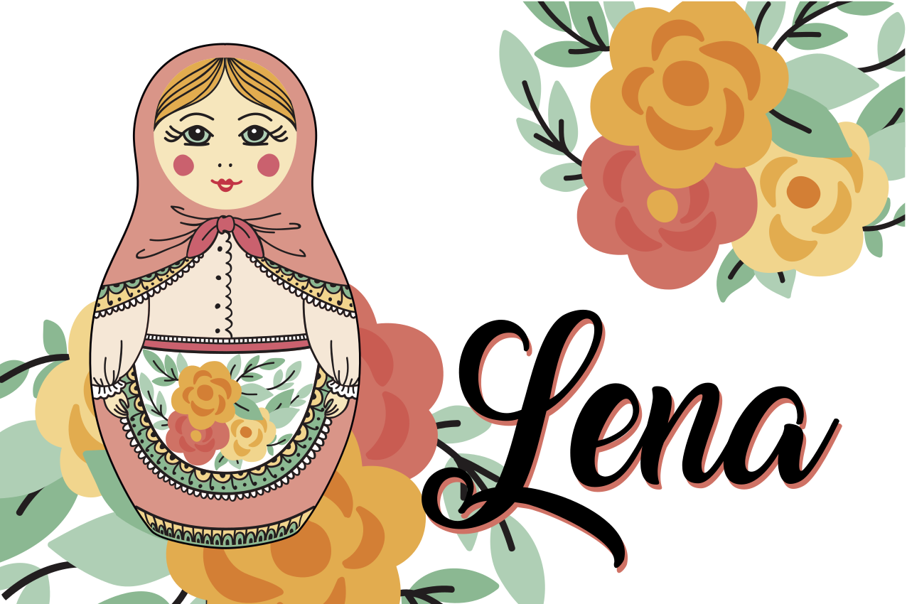 İsimli amerikan servis - matruşka bebek İllüstrasyonu - TenStickers
