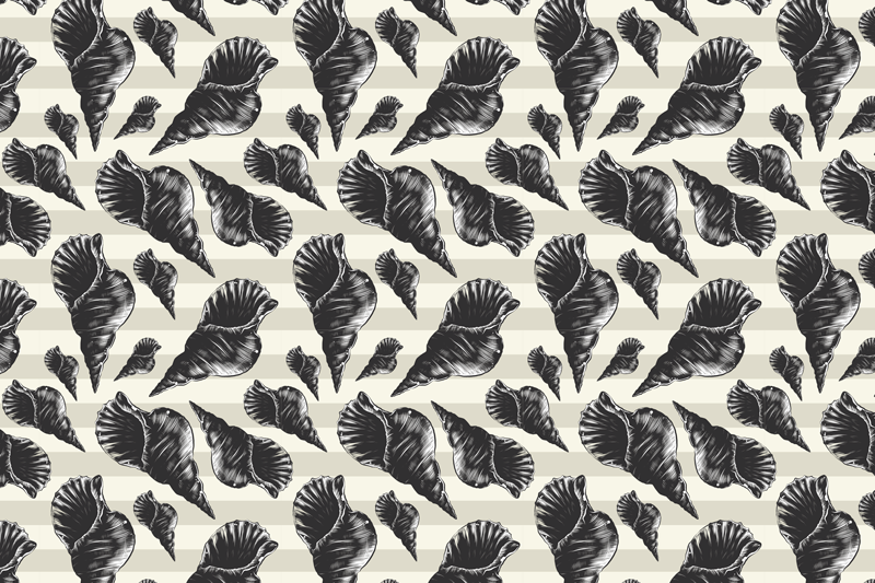 El çizmek deniz kabuğu vintage deniz kabuğu placemats - TenStickers