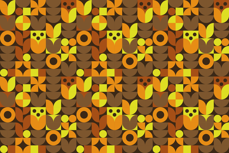 Soyut 70'lerin vinil servis altlıkları - TenStickers