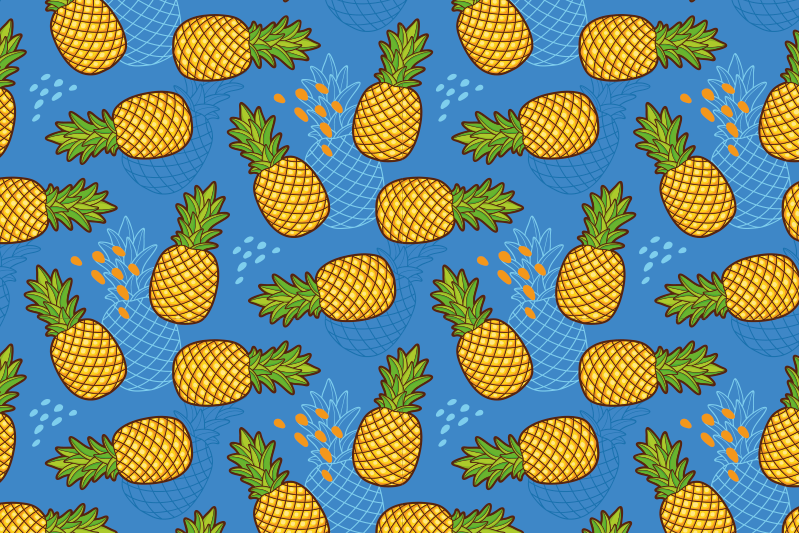 Mavi arka plan orijinal amerikan servisi üzerinde ananas - TenStickers