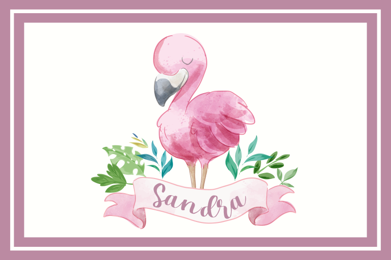 İsimli amerikan servis flamingo ve kurdele - TenStickers