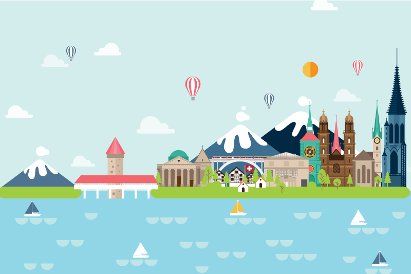 Orijinal amerikan servis renkli Şehir manzarası - TenStickers