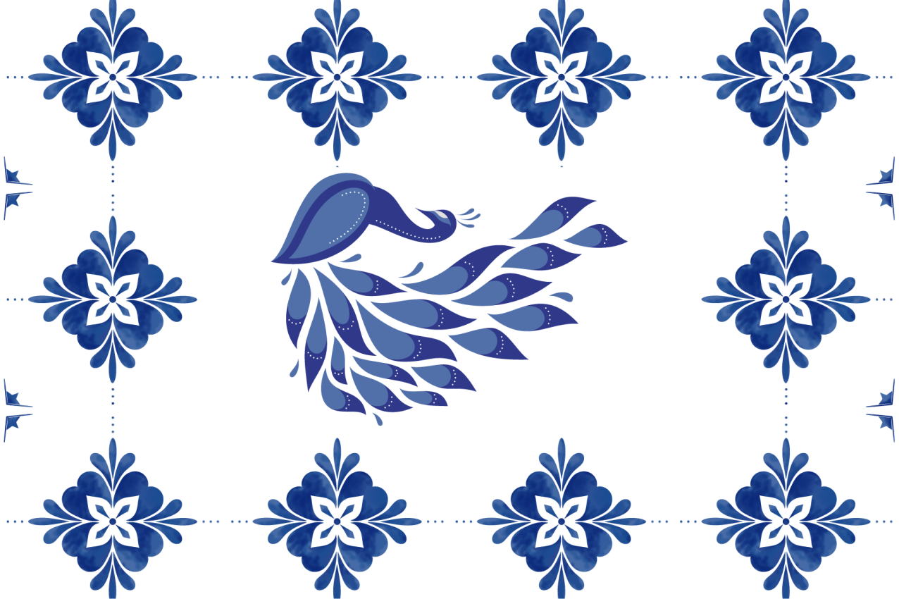 Orijinal amerikan servis - tavuskuşu Çiçek motifi - TenStickers