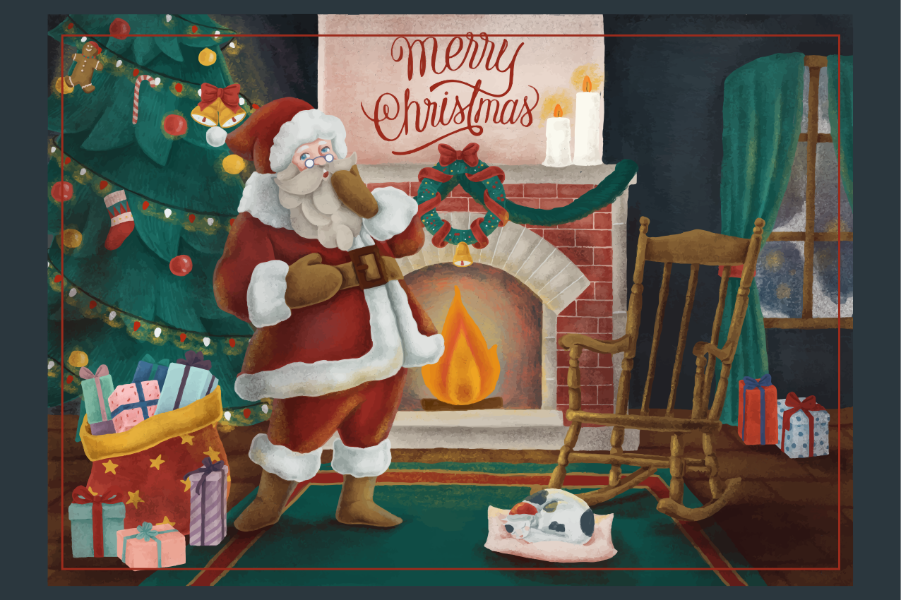 Noel amerikan servis - noel baba toplantısı - TenStickers