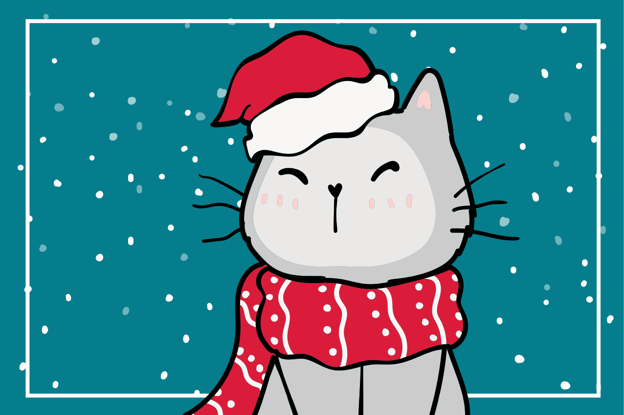 Komik kedi noel tasarımı noel placemats - TenStickers