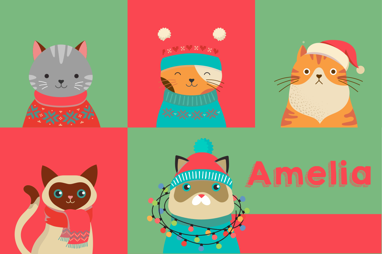 Çocuk amerikan servis sevimli Çizgi film kedileri - TenStickers
