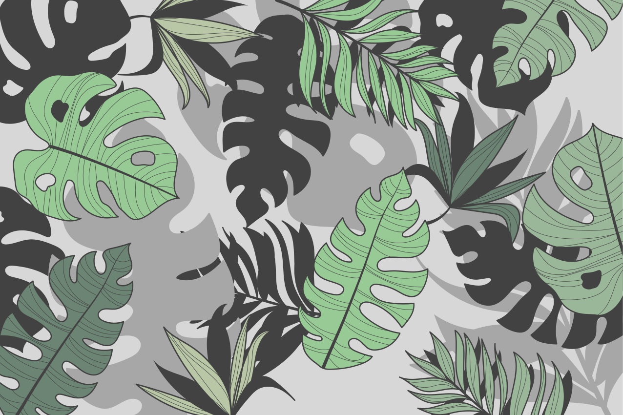 Elle çizilmiş monstera vinil placemats - TenStickers