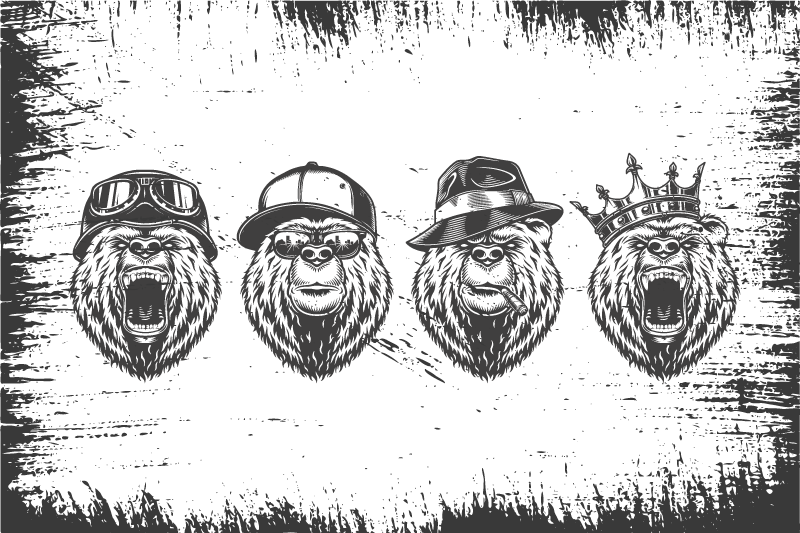 Orijinal amerikan servis Şık ayı portreleri - TenStickers