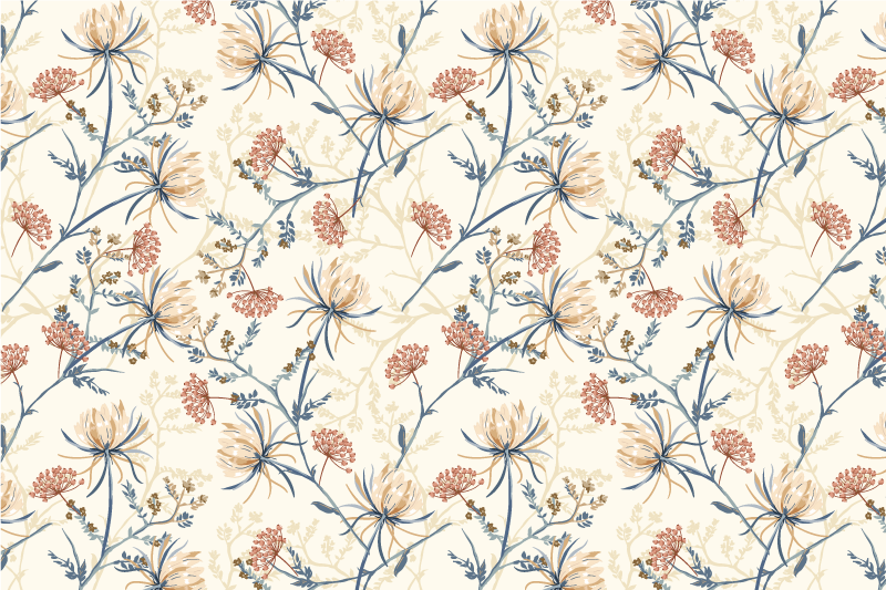 Vintage çiçekler modern placemats ayarla - TenStickers