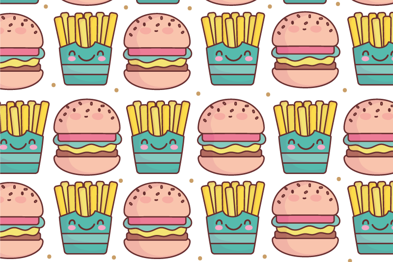 Çocuk amerikan servis - mutlu burger deseni - TenStickers