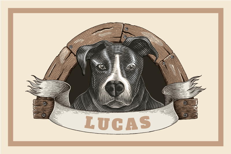 Orijinal amerikan servis köpek portre İllüstrasyonu - TenStickers