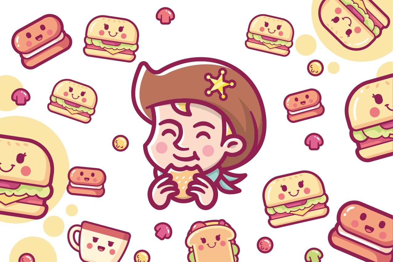 Çocuk amerikan servis neşeli Çocuk hamburger keyfi - TenStickers